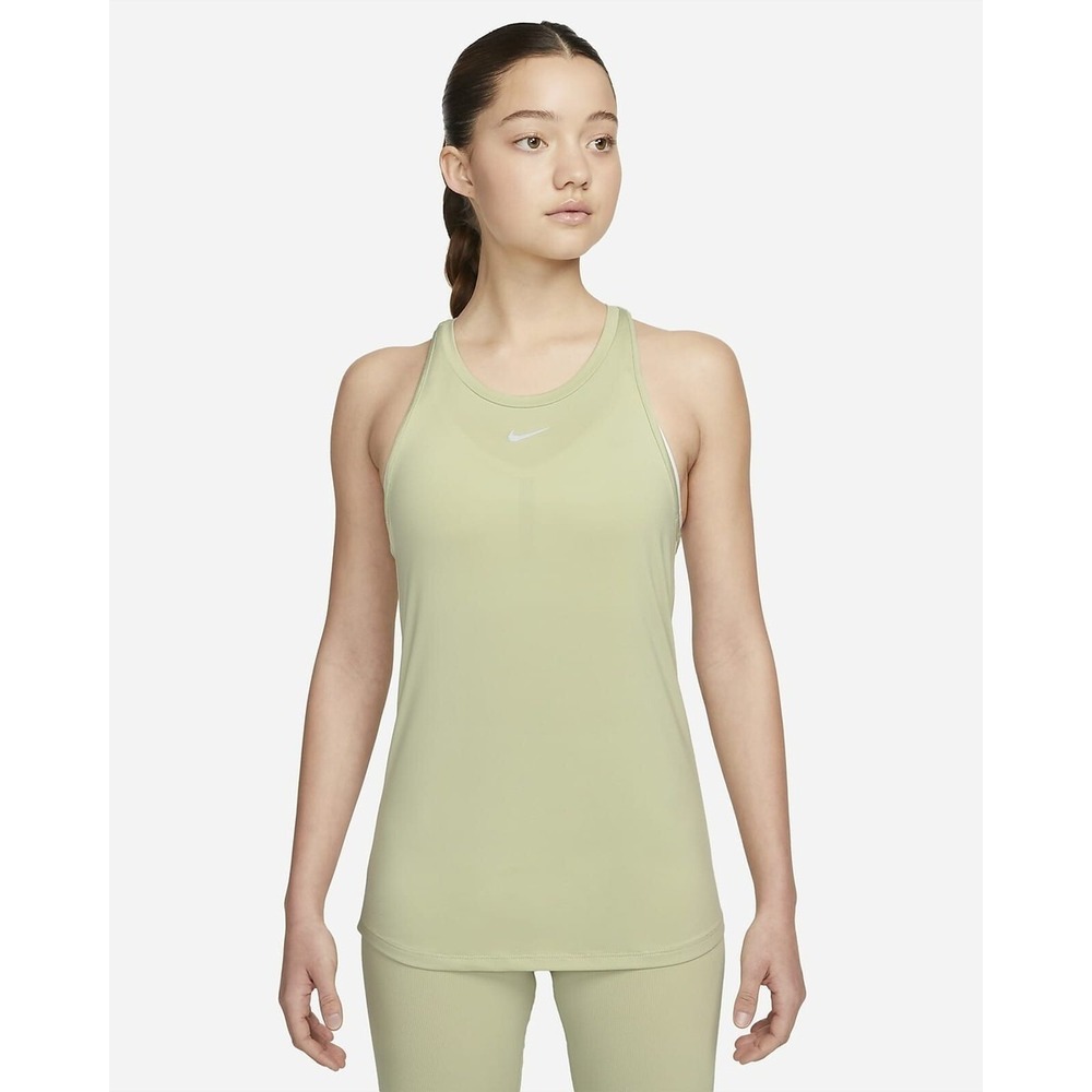 Nike Dri-FIT One Luxe Slim Fit Training Tank Top Womens Small Green DD0595 371